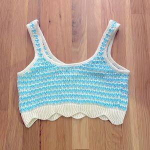 Crocheted blue and white summer top